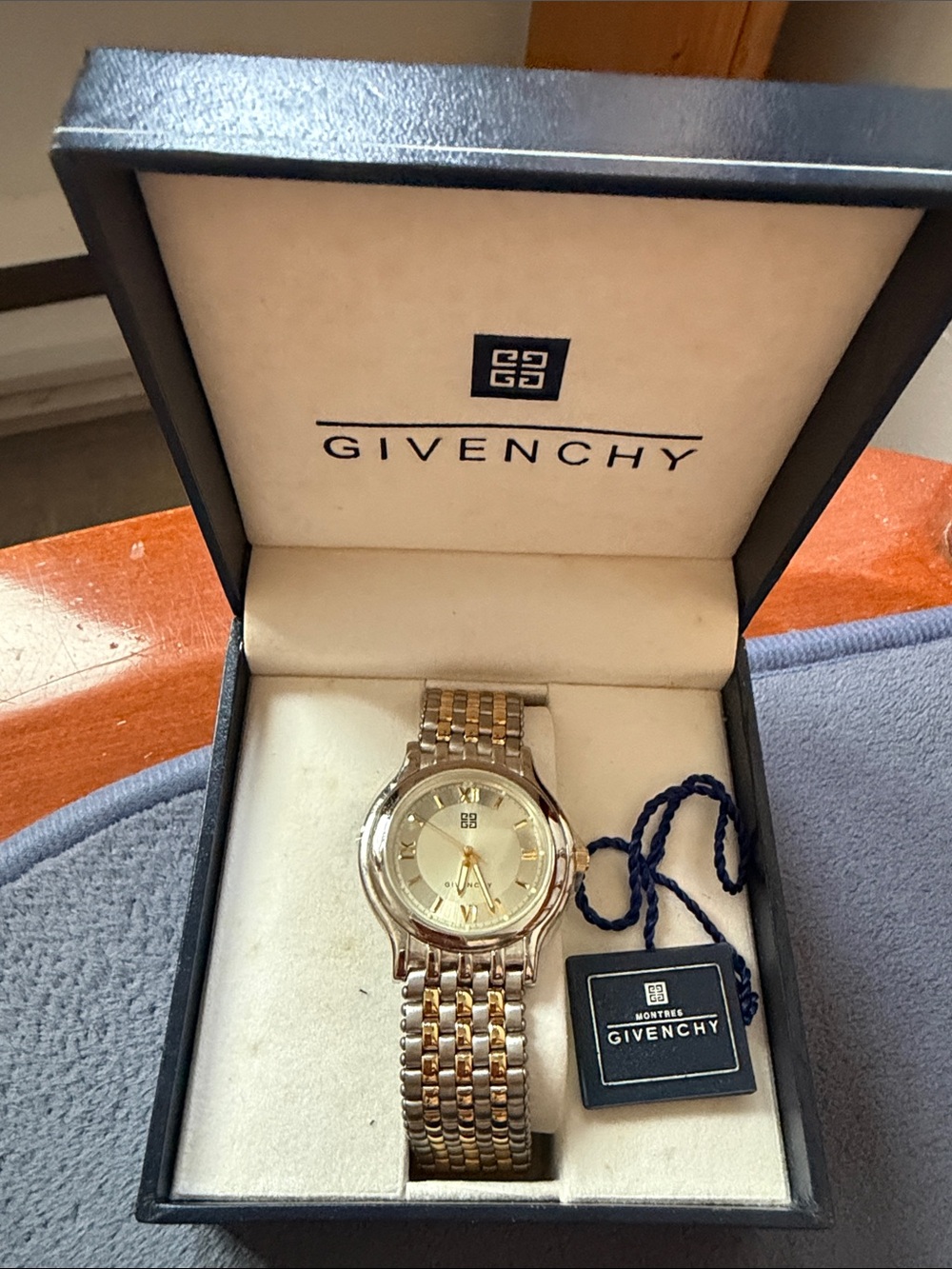 Givenchy Men's Two-Tone Gold and Silver Bracelet Watch with Ivory Dial